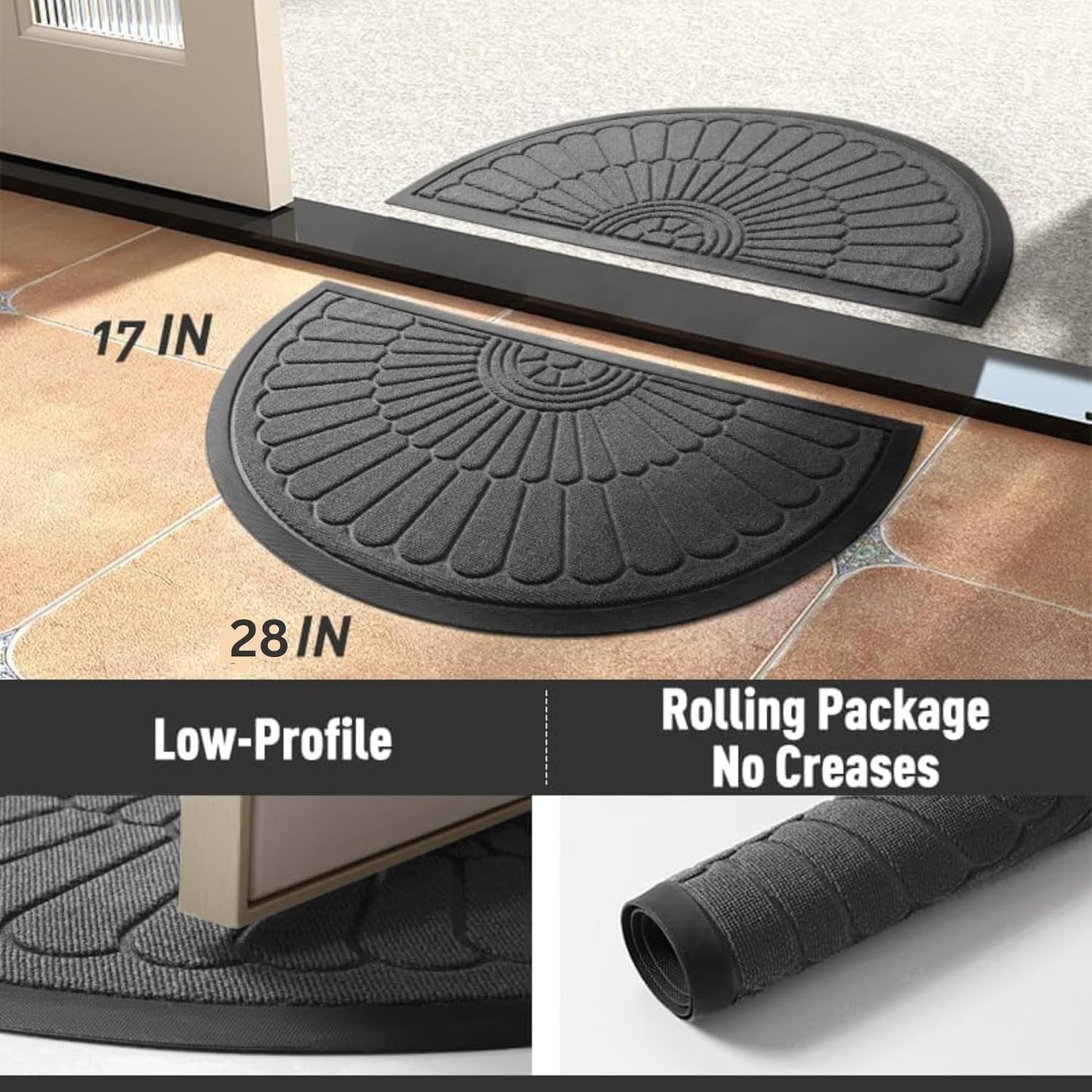 Premium Anti-Skid Semi-Circle Door Mat | Waterproof Rubber Floor Mat