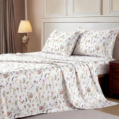 Luxury Satin Double Bedsheet with 2 Pillow Covers | Soft, Silky & Wrinkle Resistant | Zurich Meadow