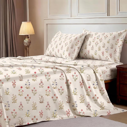 Luxury Satin Double Bedsheet with 2 Pillow Covers | Soft, Silky & Wrinkle Resistant | Zurich Meadow