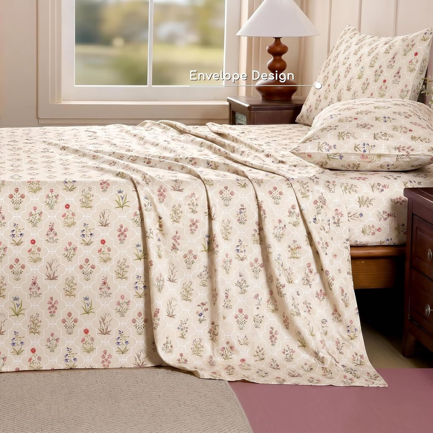 Luxury Satin Double Bedsheet with 2 Pillow Covers | Soft, Silky & Wrinkle Resistant | Zurich Meadow