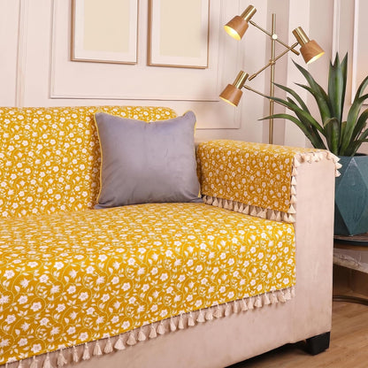 Premium 1 Seater Sofa Cover with Arm Covers | Soft Frill Design | Machine Washable