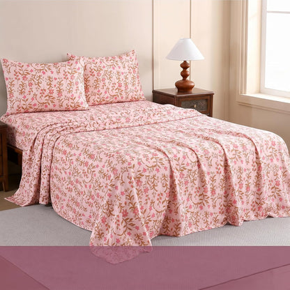 Luxury Satin Double Bedsheet with 2 Pillow Covers | Soft, Silky & Wrinkle Resistant | Zurich Meadow
