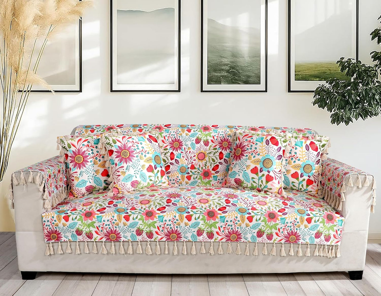 Premium 1 Seater Sofa Cover with Arm Covers | Soft Frill Design | Machine Washable
