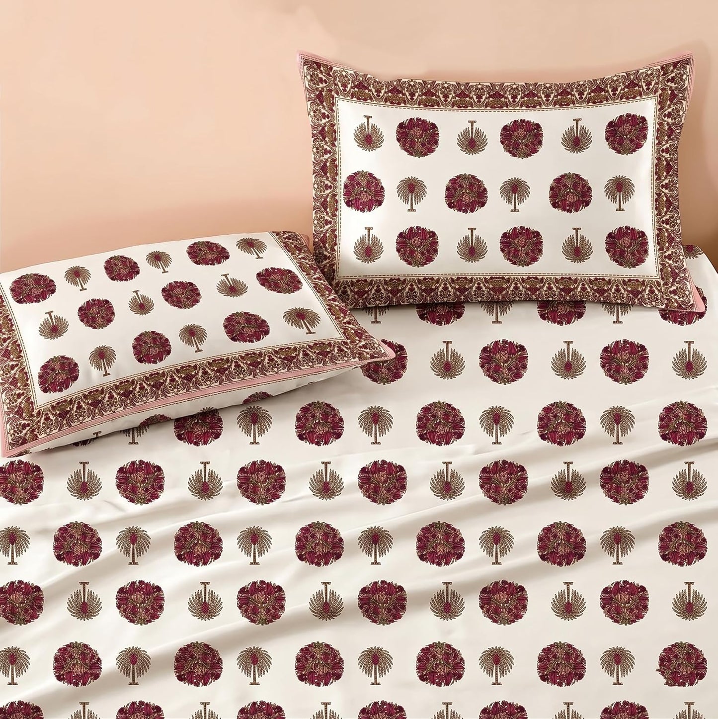 Luxury Satin Double Bedsheet with 2 Pillow Covers | Soft, Silky & Wrinkle Resistant | Zurich Meadow