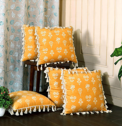Ishro Home Tree of Life Cushion Covers | Soft Frill Design | 16x16 Inch | Machine Washable