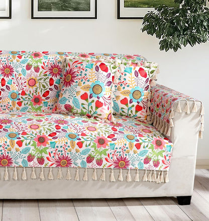 Premium 1 Seater Sofa Cover with Arm Covers | Soft Frill Design | Machine Washable