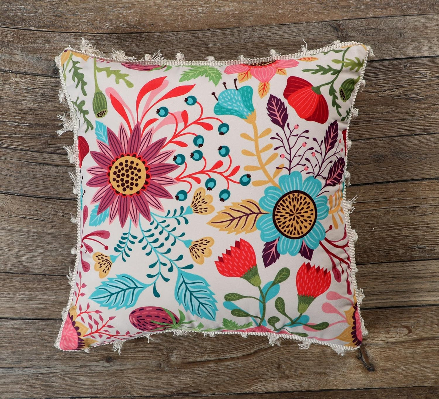 Ishro Home Tree of Life Cushion Covers | Soft Frill Design | 16x16 Inch | Machine Washable