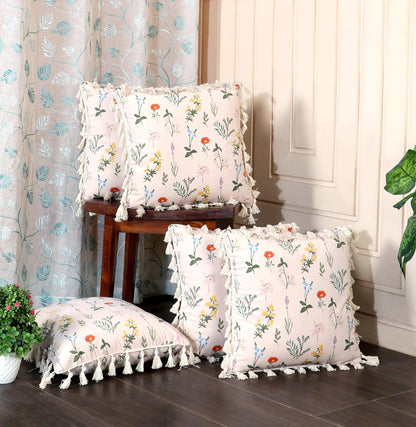 Ishro Home Tree of Life Cushion Covers | Soft Frill Design | 16x16 Inch | Machine Washable