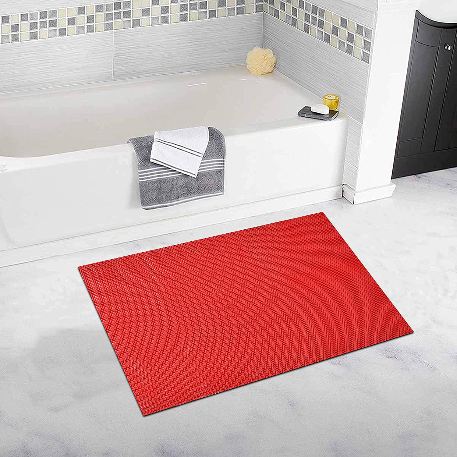 Echaprey Half Round Non-Slip Kitchen Bathroom Toilet Doormat Floor Rug Mat Keeps Your Floors Clean Home Decor (Small, Red Echaprey Half Round Non-Slip Kitchen Bathroom Toilet Doormat Floor Rug Mat Keeps Your Floors Clean Home Decor (Small, Red
