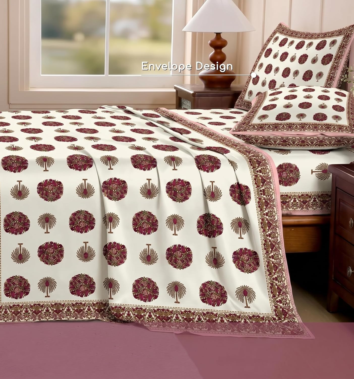 Luxury Satin Double Bedsheet with 2 Pillow Covers | Soft, Silky & Wrinkle Resistant | Zurich Meadow