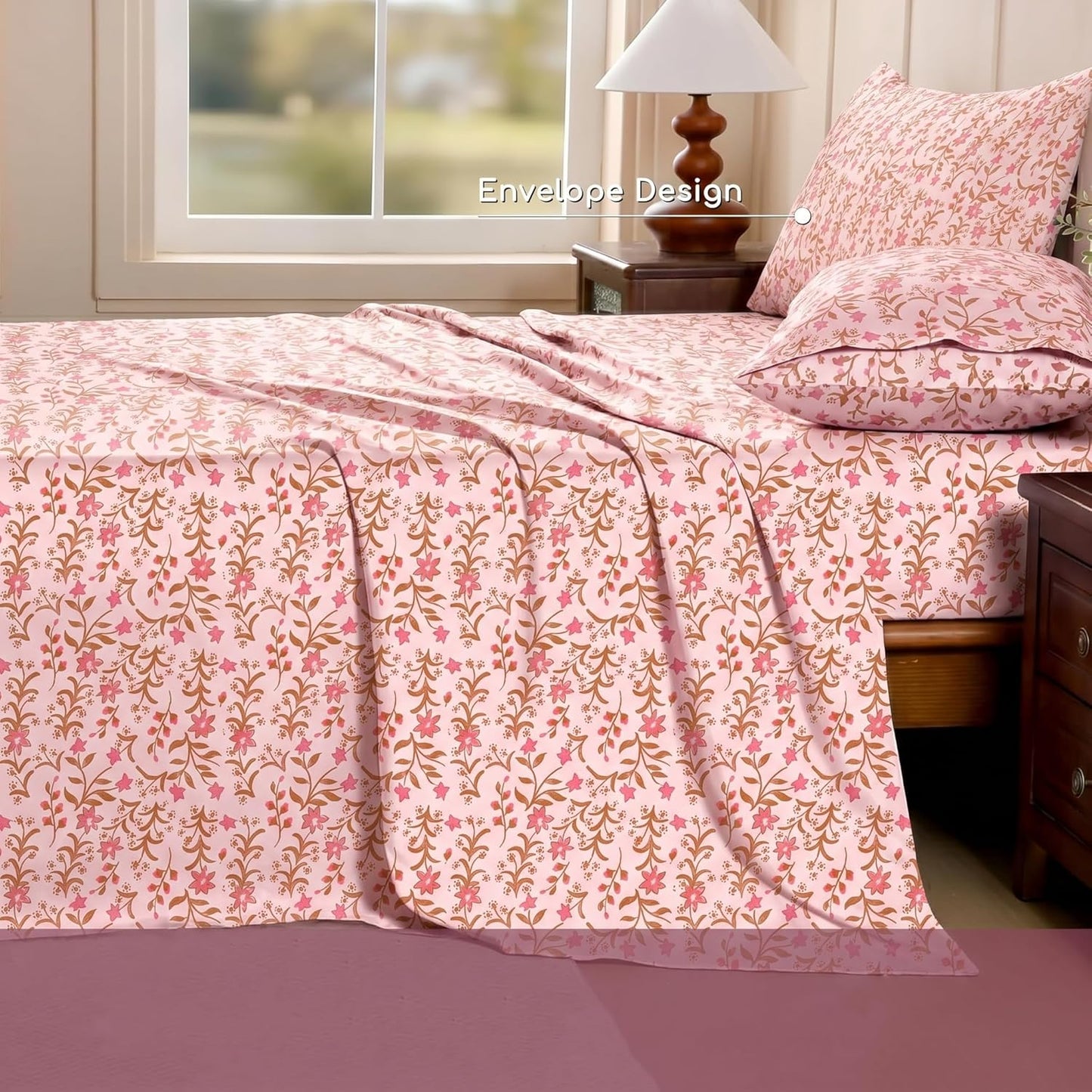 Luxury Satin Double Bedsheet with 2 Pillow Covers | Soft, Silky & Wrinkle Resistant | Zurich Meadow