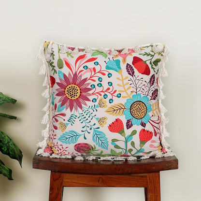 Ishro Home Tree of Life Cushion Covers | Soft Frill Design | 16x16 Inch | Machine Washable