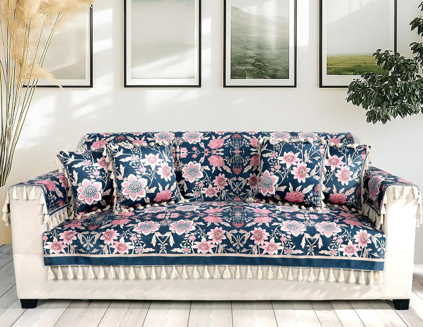 Premium 1 Seater Sofa Cover with Arm Covers | Soft Frill Design | Machine Washable