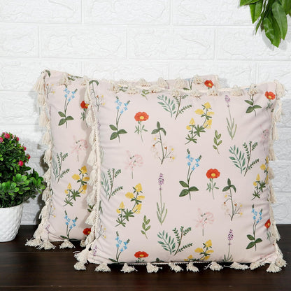 Ishro Home Tree of Life Cushion Covers | Soft Frill Design | 16x16 Inch | Machine Washable