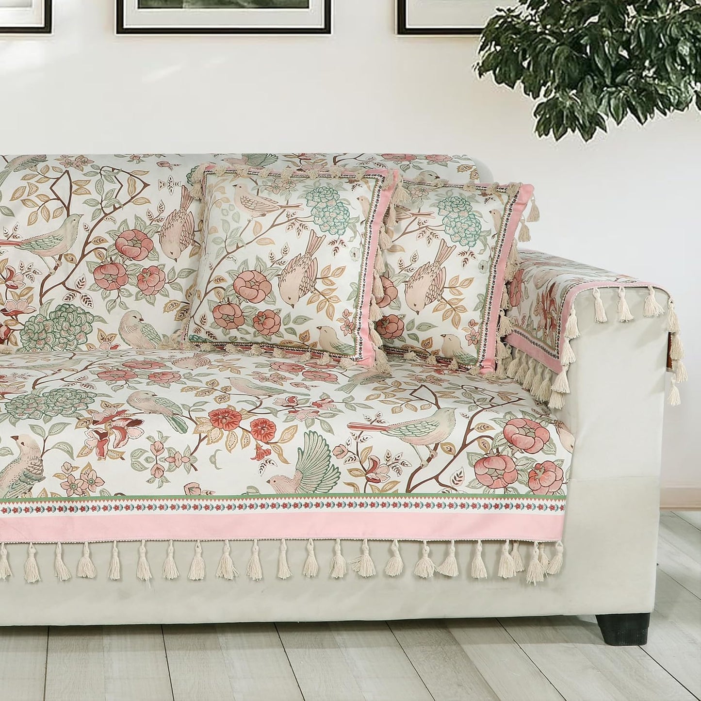 Premium 1 Seater Sofa Cover with Arm Covers | Soft Frill Design | Machine Washable