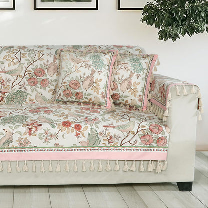 Premium 1 Seater Sofa Cover with Arm Covers | Soft Frill Design | Machine Washable