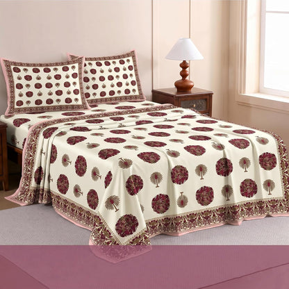 Luxury Satin Double Bedsheet with 2 Pillow Covers | Soft, Silky & Wrinkle Resistant | Zurich Meadow