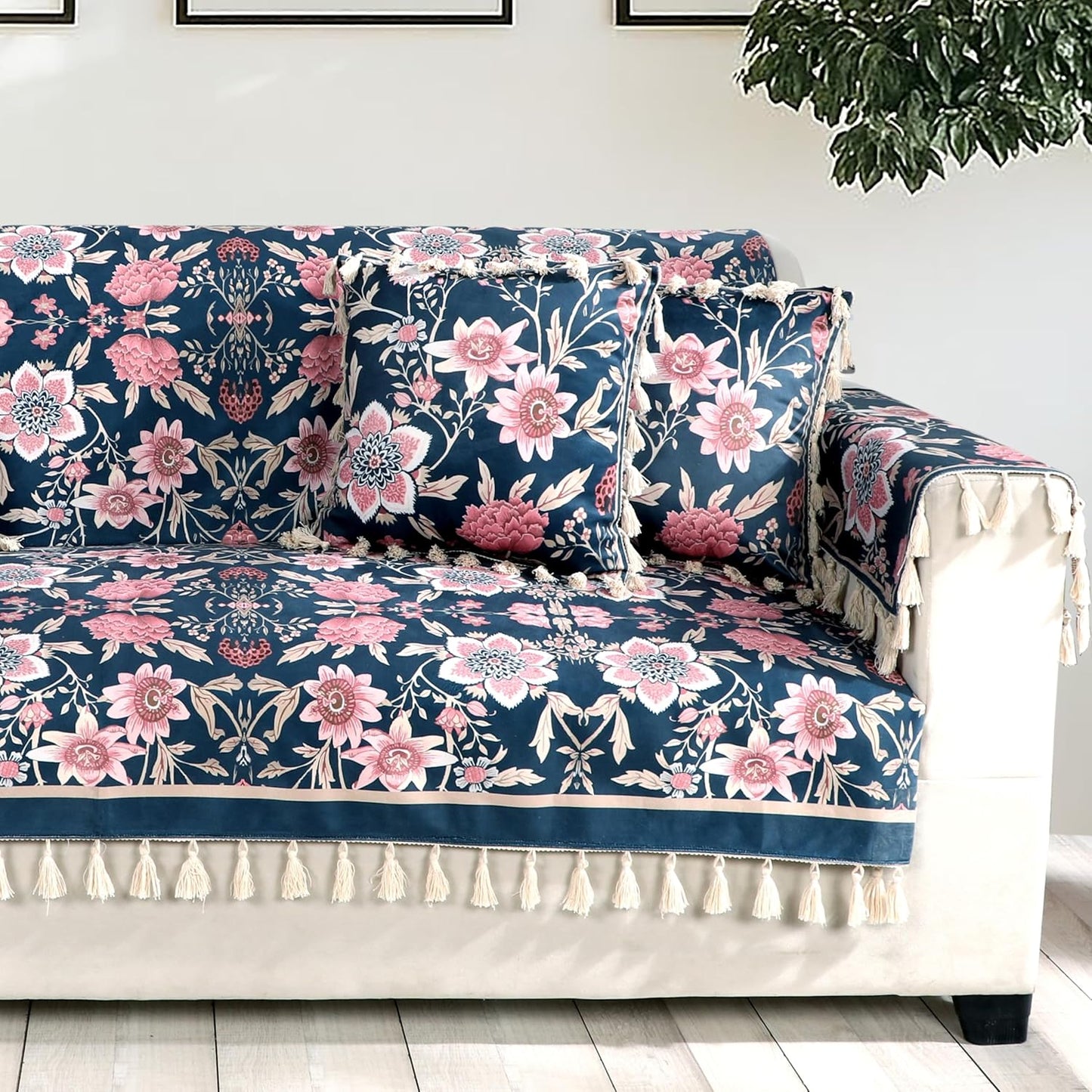 Premium 1 Seater Sofa Cover with Arm Covers | Soft Frill Design | Machine Washable