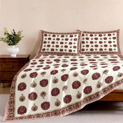 Luxury Satin Double Bedsheet with 2 Pillow Covers | Soft, Silky & Wrinkle Resistant | Zurich Meadow
