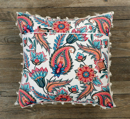 Ishro Home Tree of Life Cushion Covers | Soft Frill Design | 16x16 Inch | Machine Washable