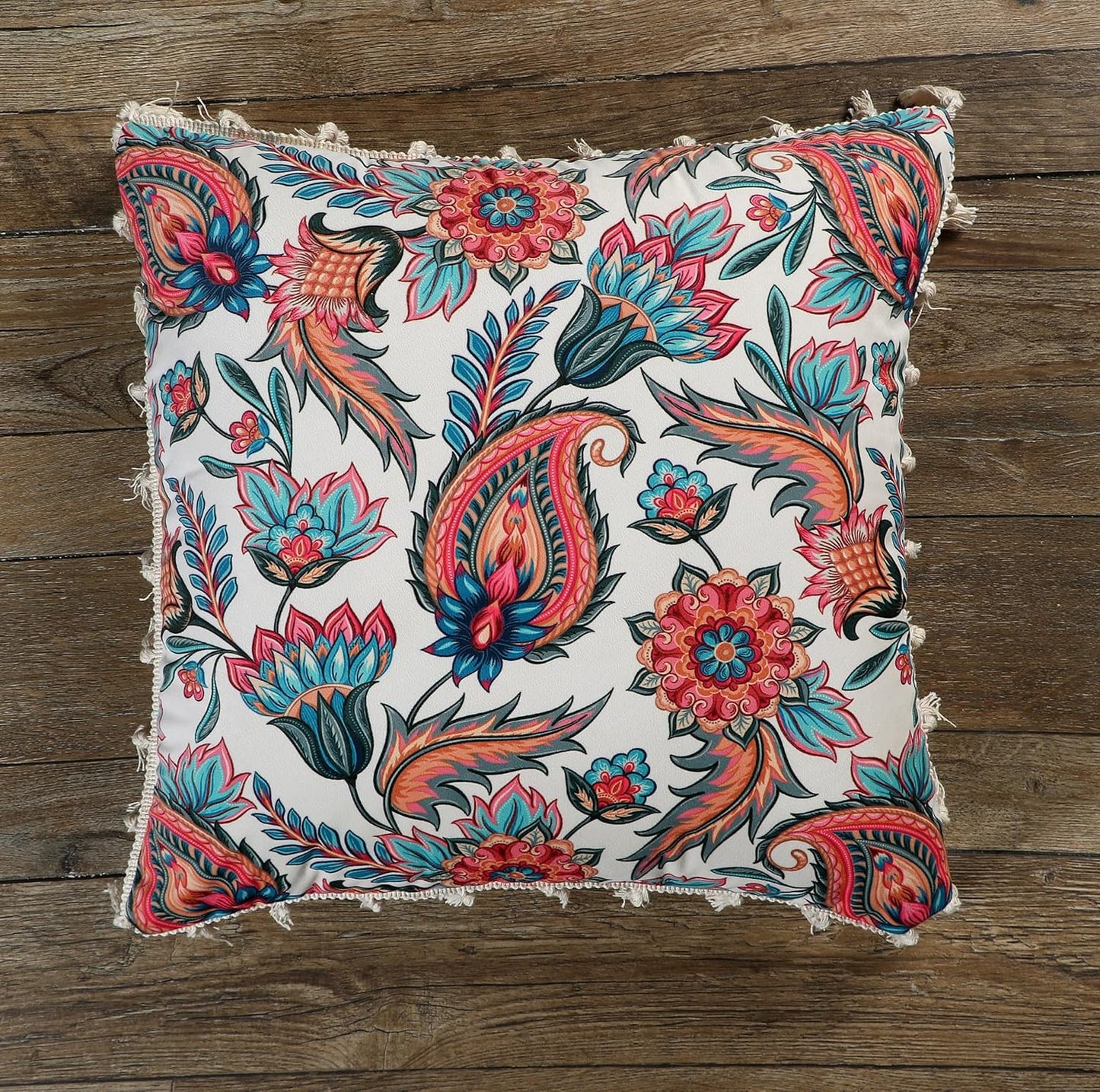 Ishro Home Tree of Life Cushion Covers | Soft Frill Design | 16x16 Inch | Machine Washable
