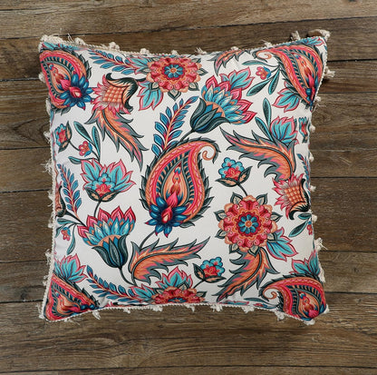 Ishro Home Tree of Life Cushion Covers | Soft Frill Design | 16x16 Inch | Machine Washable
